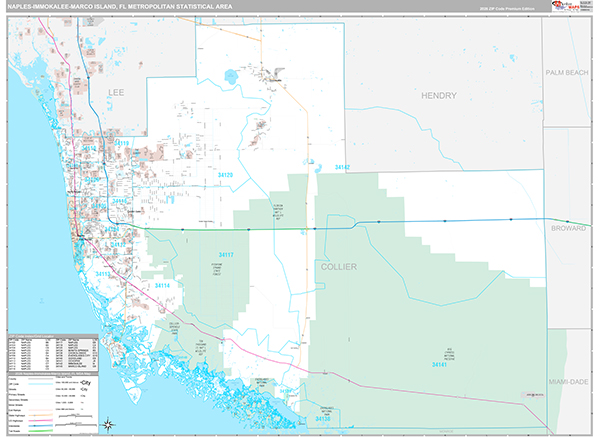 Naples-Immokalee-Marco Island, FL Metro Area Wall Map
